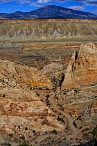 View over Waterpocket fold and Burr Trail Road, Grand Staircase-Escalante National Monument, Utah, USA, April 2014.