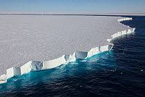 Aerial view of the Ross Ice Shelf, the largest ice shelf of Antarctica, near Cape Crozier, Ross Island, Ross Sea, Antarctica  Photographed for The Freshwater Project