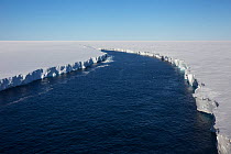Aerial view of the Ross Ice Shelf, the largest ice shelf of Antarctica, near Cape Crozier, Ross Island, Ross Sea, Antarctica  Photographed for The Freshwater Project