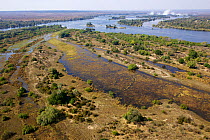 Aerial view of Victoria Falls Waterfall,  Zambezi River at the border of Zimbabwe and Zambia, Mosi-oa-Tunya / Victoria Falls UNESCO World Heritage Site. Photographed for The Freshwater Project in July...