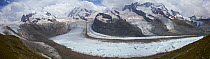 Gorner Glacier with meltwater channels, and Breithorn, Valais Alps, Canton Valais / Wallis, Switzerland, August 2013. Stitched panorama. Photographed for The Freshwater Project