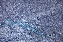 Aerial view of meltwater channels in ice cap north-east of Sermeq Kujalleq Glacier, Sermersuaq / Greenland ice sheet, Greenland, August 2014. Photographed for The Freshwater Project