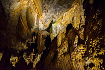 Inside the Lang cave, part of the Deer cave complex, with impressive stalactites and stalagmites. Gunung Mulu National Park, Borneo, Sarawak, Malaysia.