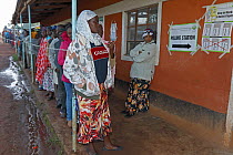 People queuing to vote during Kenyan election,  near Kitale Kenya, August 8 2017.