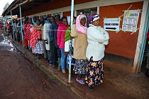 People queuing to vote during Kenyan election,  near Kitale Kenya, August 8, 2017,