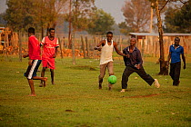 Men playing football near Eldoret, Rift valley, Kenya, July 2017.