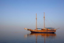 San Marco Motor Sailing Yacht, Classic schooner-rigged two-masted caique, Sha'ab Rumi Reef, Sudan, Red Sea. May 2011.