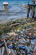 Marine plastic pollution washed up on Biak Island, West Papua, Indonesia.