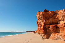 Sandstone cliffs and white sands, Broome, Dampier Peninsula Kimberley, Western Australia. July 2016.