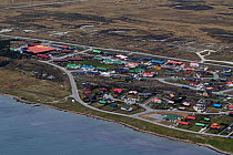 Aerial view of Stanley capital city, Falkland Islands, East Falkland British Overseas Territory, December 2016.