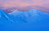 Landscape of Adventdalen, Svalbard, Norway, March 2014.