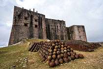 View of La Citadelle from the backyard with pile of cannon balls UNESCO World Heritage Site, Haiti, August 2016.