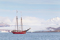 S/V Noorderlicht, two-masted schooner, built in 1910 as light vessel for the German navy now used as an expedition vessel. Spitsbergen, Svalbard,Norway, Arctic Ocean