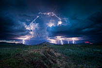 Lightning storm, Western Australia. December 2013. Image stacking / composite composed of three consecutive images.