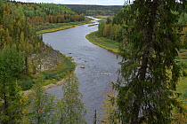 Podcherem River, Yugyd Va Nature Reserve, Virgin Forests of Komi UNESCO World Heritage Site, Ural Mountains of Russia, September 2016