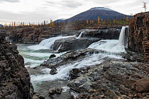 Waterfall in Putoransky State Nature Reserve, Putorana Plateau, Siberia, Russia, September 2014.