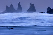 Stormy day with view of Reynisdrangar from Vik beach, southern Iceland, February 2015