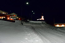 Vik village at night in winter, southern Iceland, February 2015