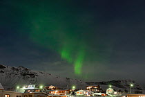 Northern lights (Aurora Borealis) over Vik village, southern Iceland, February 2015