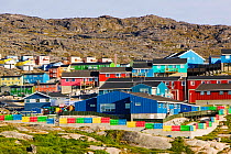 Colourful houses in Illulisat UNESCO World Heritage Site, Greenland, July 2008.
