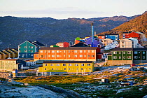 Colourful houses in Illulisat, UNESCO World Heritage Site, Greenland, July 2008.