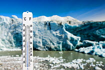 Thermometer taking the air temperature as part of a study to measure the speed of the Russell Glacier near Kangerlussuaq Greenland. July 2008.