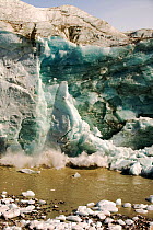 Collasing ice from the Russells Glacier, Kangerlussuaq, Greenland. July 2008.