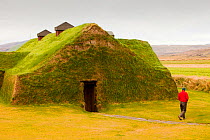 Reconstructed Viking long house near Selfoss in Iceland, September 2010.