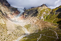 The rapidly receding Glacier de pre de Bar in the Mont Blanc range, Italy. August 2014.