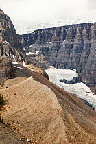 Glaciers receding rapidly on the Colombia Icefield off the Icefield Parkway,The Canadian Rocky Mountains. Alberta,Canada. Augsut 2012.