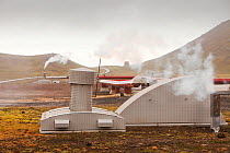 Capturing geothermal steam from boreholes to power the Svartsengi geothermal power station in Keflavik near Reykjavik in Iceland. September 2010. The power station produces electricity and supplies ho...