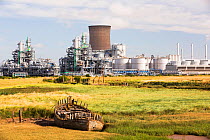 BP chemical plant at salt End on Humberside which produces Acetic Acid and a gas fired power station, Yorkshire, England, UK, August.