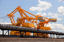 Coal moving machinery at Port Waratah, Newcastle which is the worlds largest coal port. New South Wales, Australia. February.