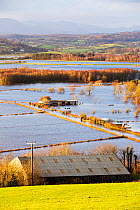 Flooded farms in the Lyth Valley, during Storm Desmond. Cumbria, England, UK, 10th December 2015.