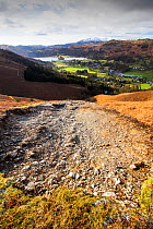 Storm Desmond wreaked havoc across Cumbria with floods and destruction. The super saturated ground failed in many places leaving landslip scars on many of the fellsides, this one is on Stone Arthur ab...