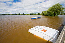 Flooded caravans in Tewkesbury during severe flooding of July 2007. Gloucestershire, England, UK, 24th July 2007.