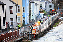 New flood defences in Cockermouth, Cumbria, UK. Built after the disastrous 2009 floods that inundated large parts of the town. They were completely overtopped by the floods from Storm Desmond December...