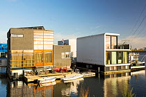 Floating houses in  Ijburg, a suburb of Amsterdam, Netherlands, April.