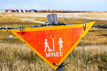 Warning sign about the presence of Argentinian mines on the Falkands, February 2014.