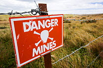 Warning sign about the presence of Argentinian mines on the Falkands, February 2014.