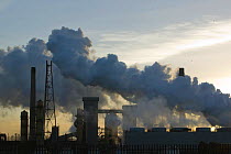 Emmissions from the Corus steelworks at Redcar, UK, December 2005.