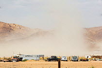 Dust storm in the Mojave Desert, California, USA. September 2014.