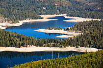 Ice house lake in drought conditions in the El Dorado National Forest, California, USA. October 2014.
