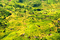 Aerial view of land deforested for agriculture, Malawi. March 2015.
