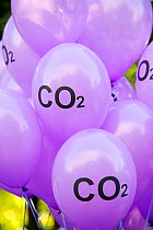 C02 balloons at the 'I Count climate change' rally in London, England, UK, November 2006.