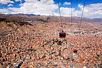 Modern cable car system in La Paz, Bolivia. October 2015.