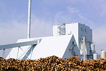 E.ON biofuel power station in Lockerbie Scotland with timber supplies/ The power station is fuelled by wood sourced from local woodlands and generates enough electricity to supply 70 000 houses. Scotl...