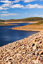 Lake Eucumbene in the Snowy Mountains showing low water levels, during drought which lasted from 1996-2011 Lake Eucumbene, New South Wales, Australia, February 2010.