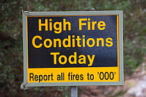 Fire sign in Jindabyne, Snowy Mountains, Australia. February 2010.