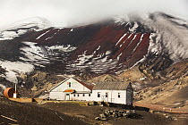 Old British Antarctic Survey station, abandoned in 1967 when it was over run by a volcanic eruption. Deception Island, South Shetland Islands, Antarctic Peninsula.
